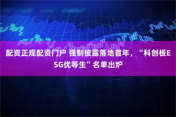 配资正规配资门户 强制披露落地首年，“科创板ESG优等生”名单出炉